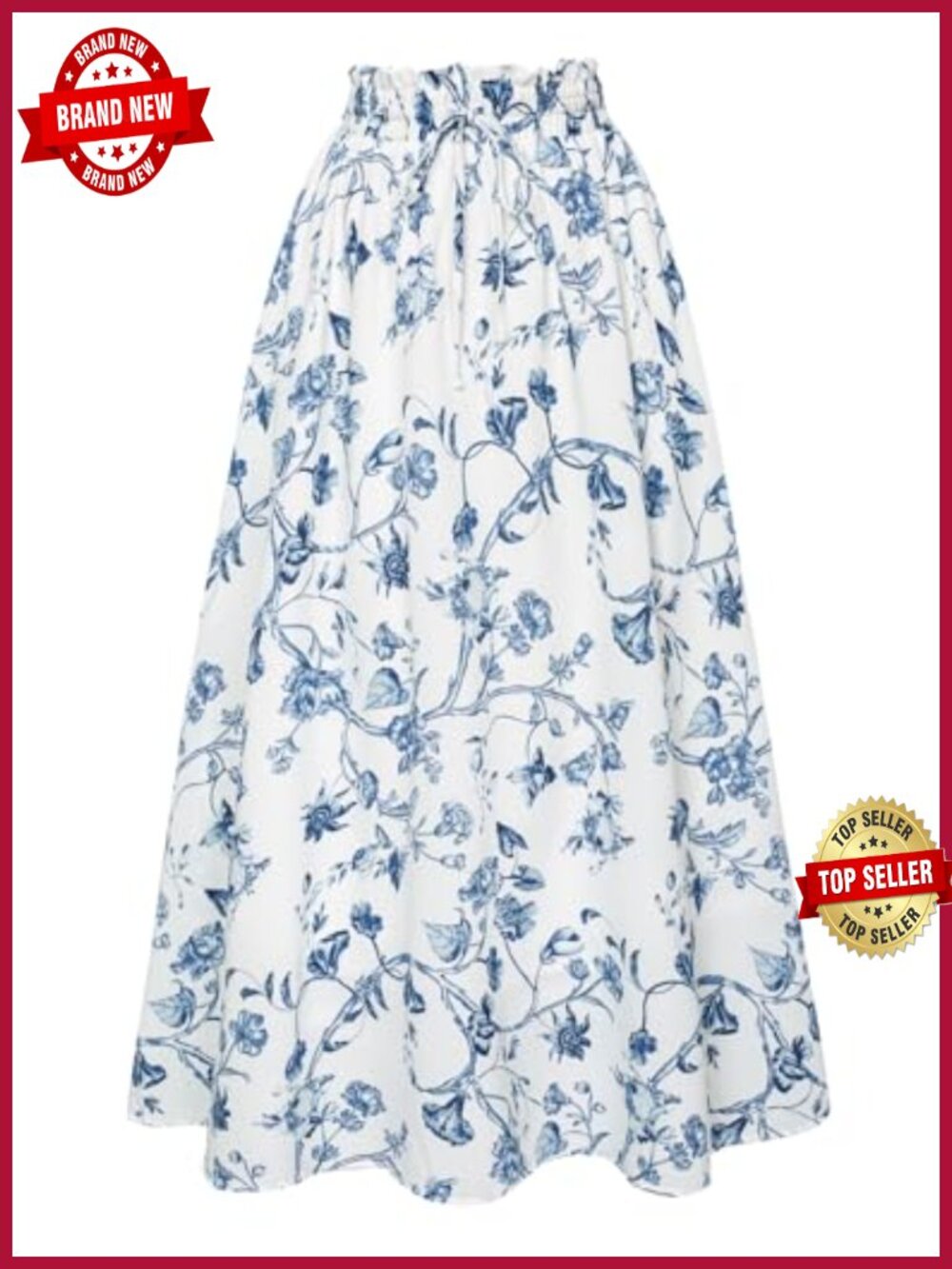 Victorian Floral Maxi Skirt with Pockets Lightweight